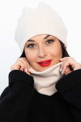 Комплект шапка шестиклинка и снуд (молочный) ШШС2-23М