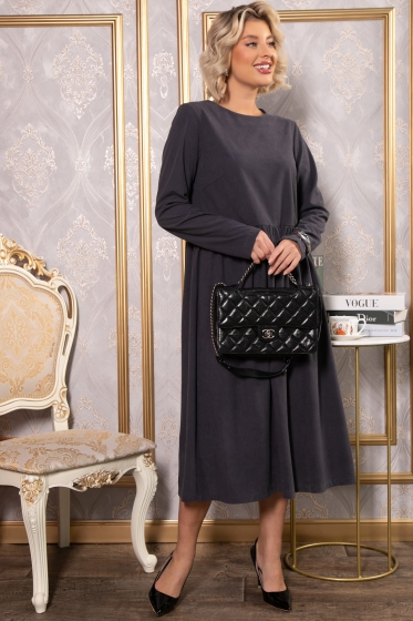 Платье из вельвета Андреа (графит) П14801-25М