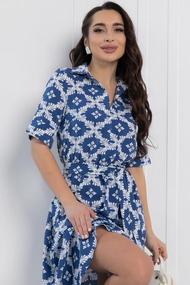 Платье Франческа НЬЮ (бело-голубое) П13000-18М